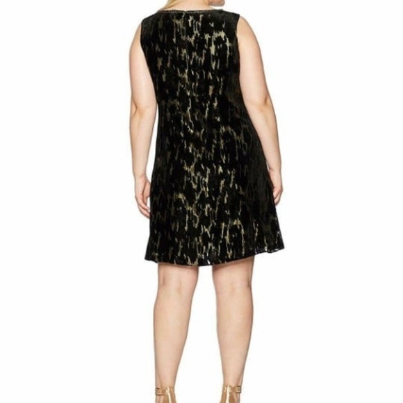 TAHARI BY ASL Size 22W Plus Velvet Dress Sleeveless Metallic Black/Gold $168 NWT - Picture 2 of 7